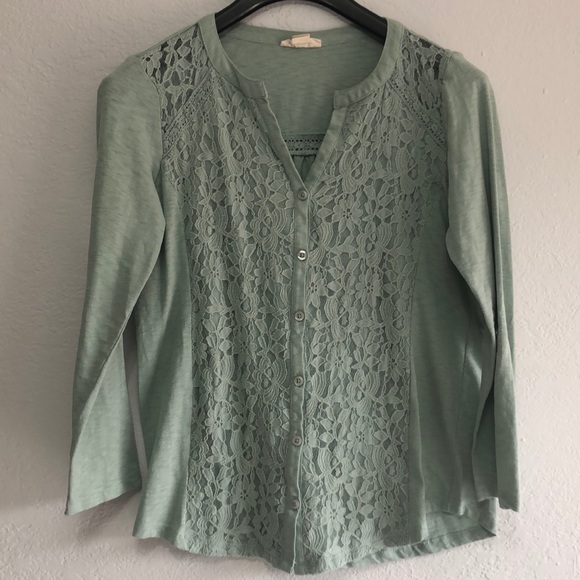 Style & Co. Tops - Style & Co. Petite Medium Women’s Blouse adjustable sleeves Mint Green